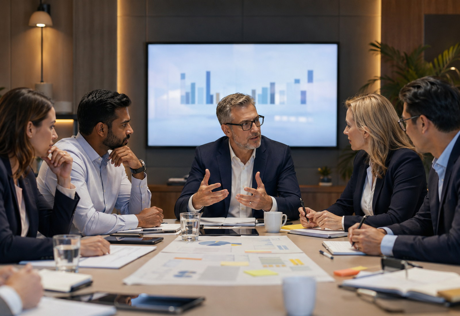 Teams collaborating across a business transformation