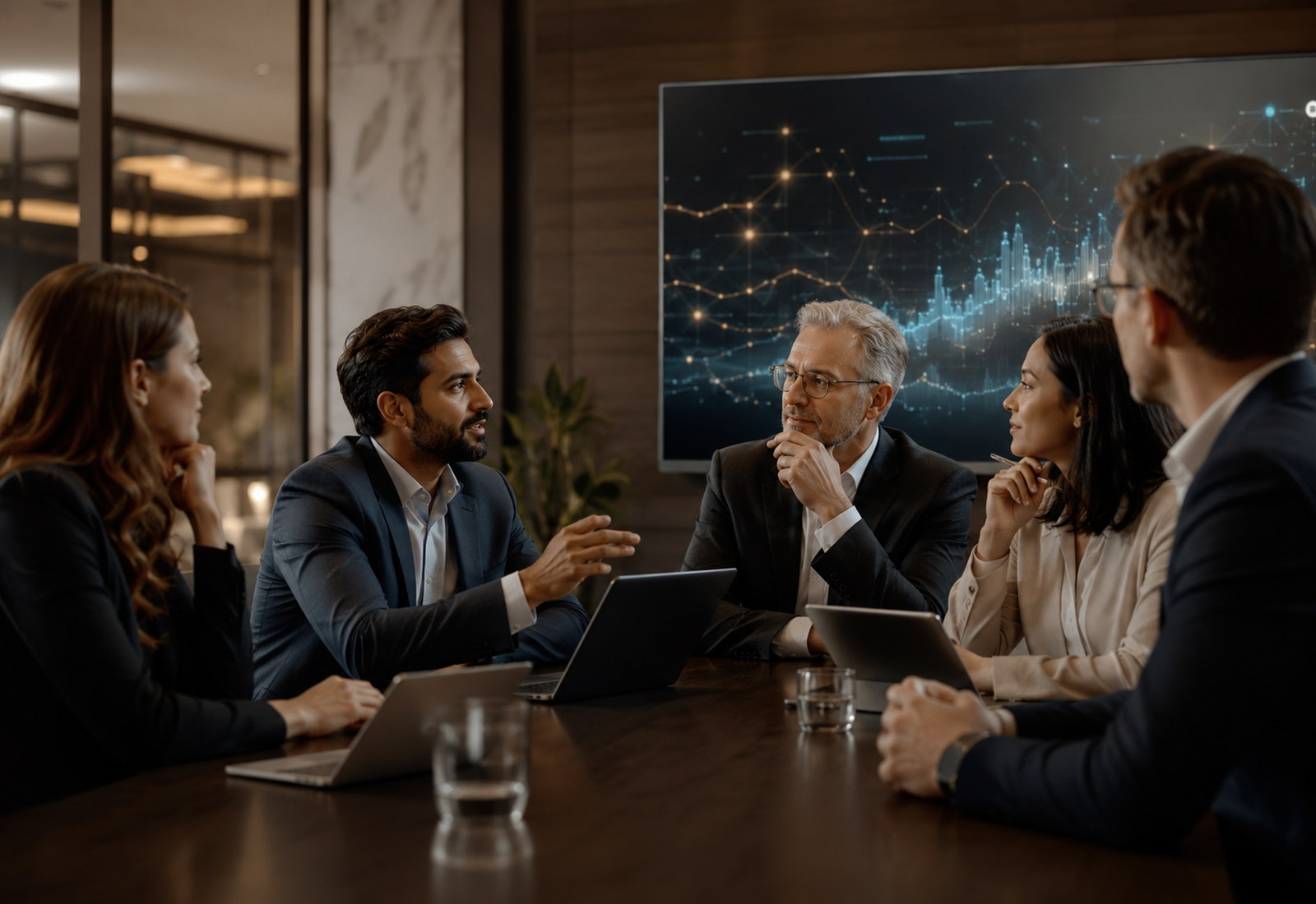 Team discussing artificial intelligence strategy